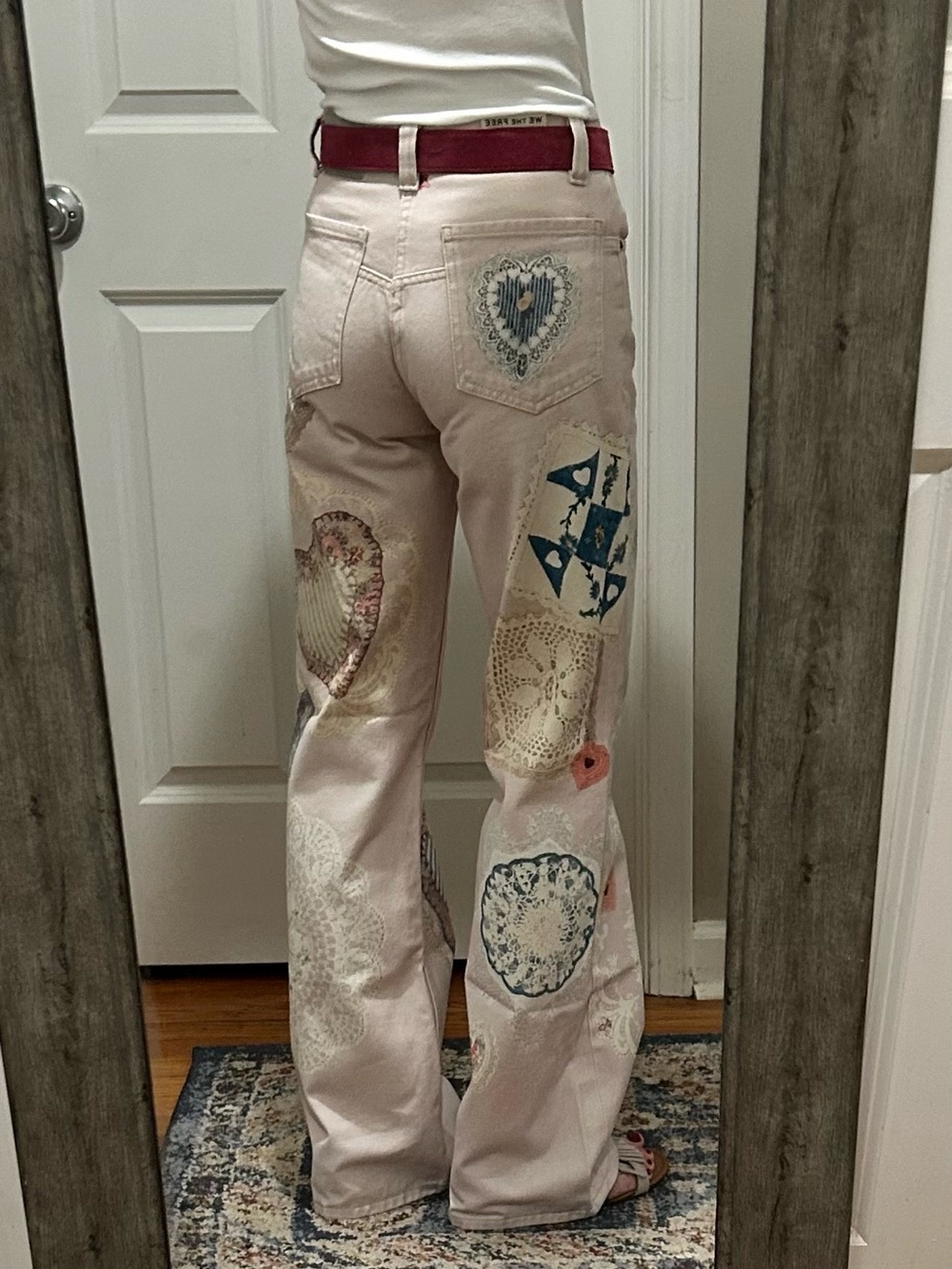 NWT We The Free Tinsley Printed Jeans in Illusions Heirloom Ivory - Picture 5 of 16